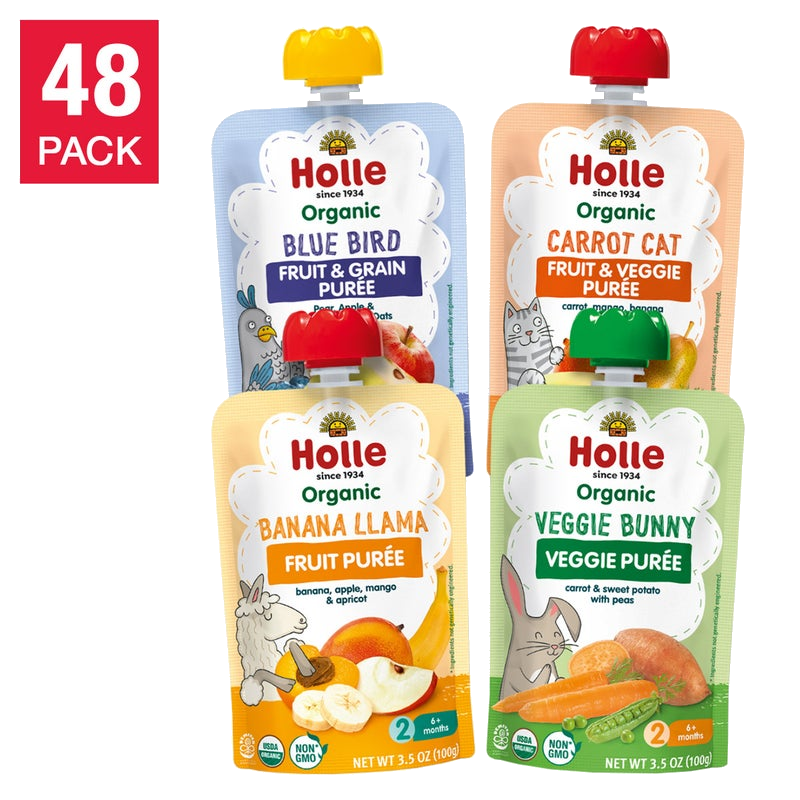 Holle Organic Baby Food, Fruit and Veggie Pouch Variety Pack, 48 Total Packs, 168 oz Total