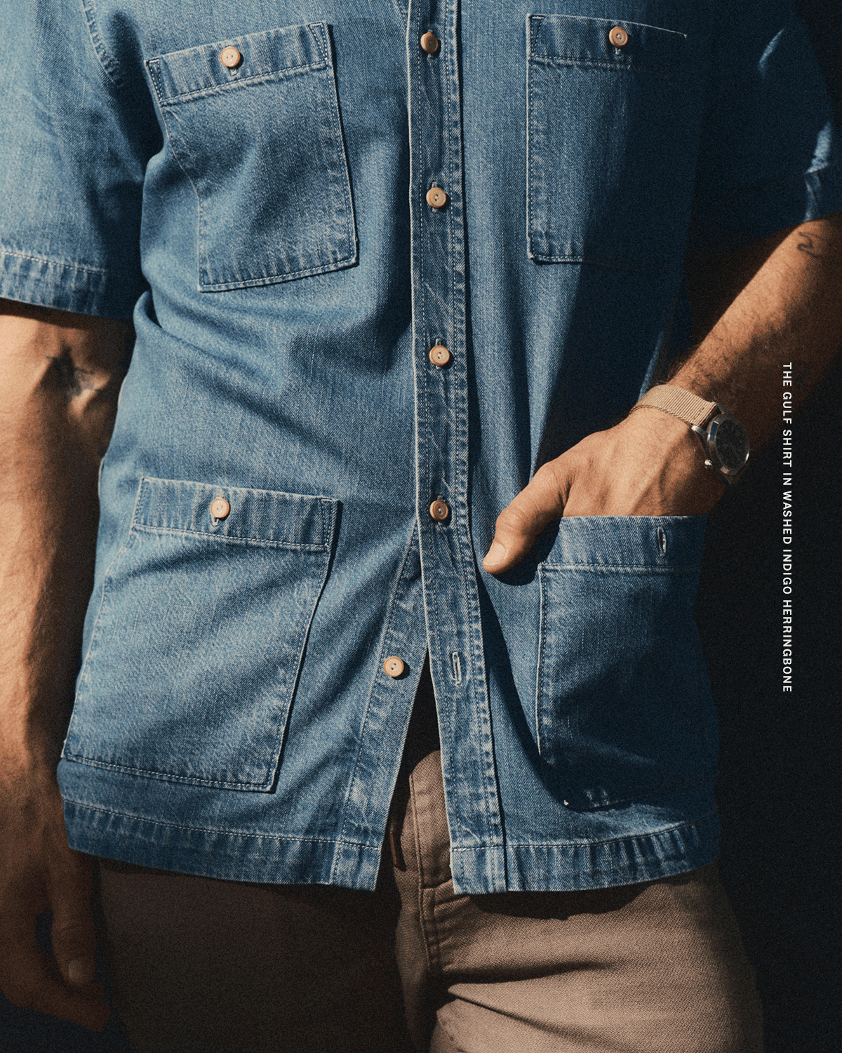 The Gulf Shirt in Washed Indigo Twill