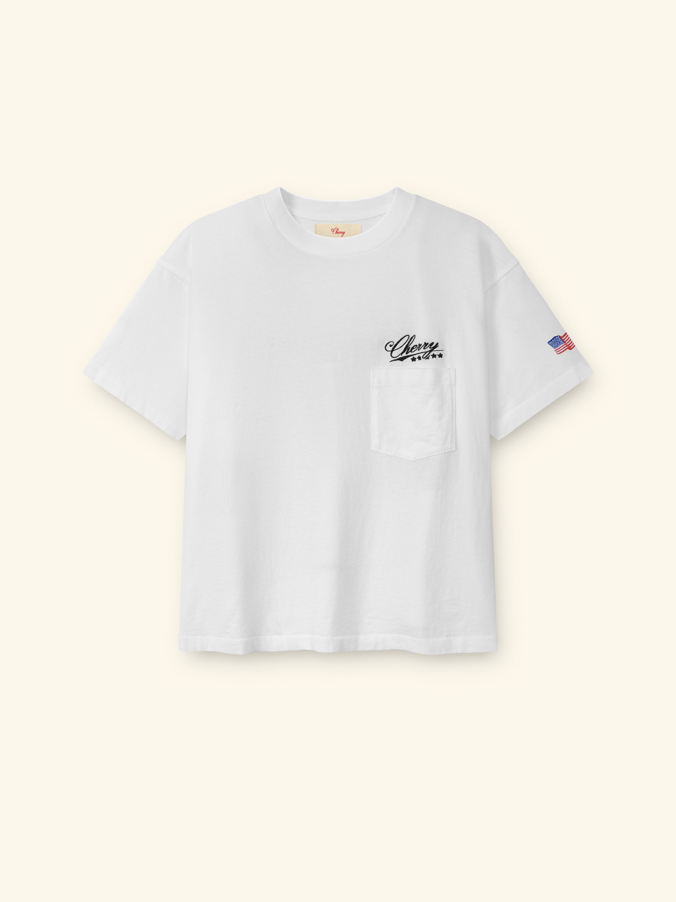 Image of 5 Star Boxy Pocket T-Shirt (Vintage White)