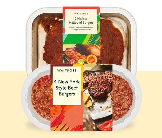 4 New York Style Beef Burgers / 2 Harissa Halloumi Burgers