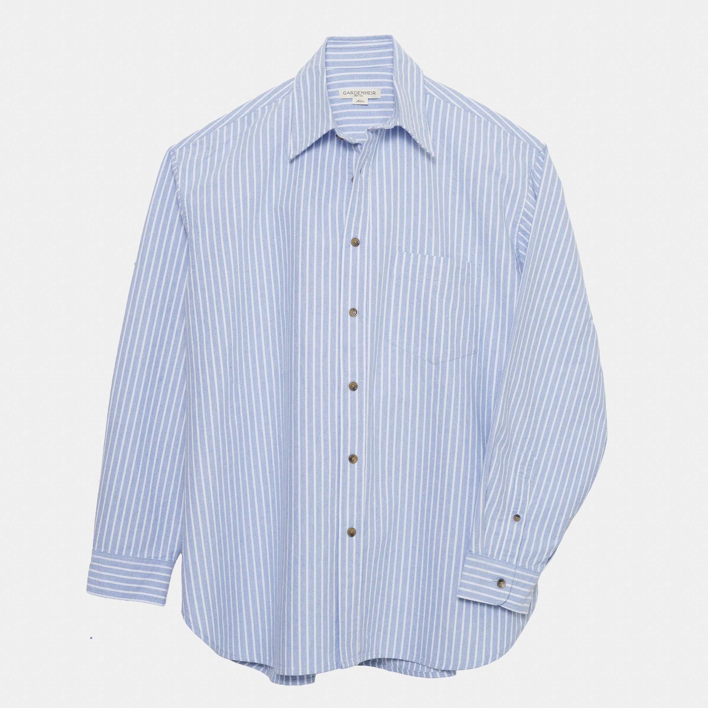 Image of Cotton Oxford Gardening Chemise in Blue Stripe