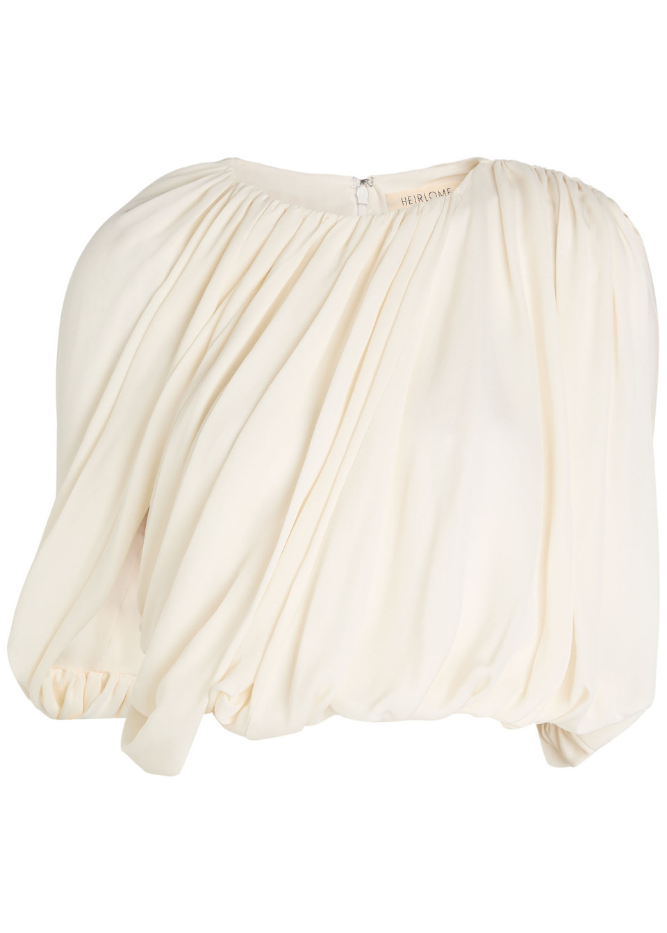 HEIRLOME Marie asymmetric draped silk crop top