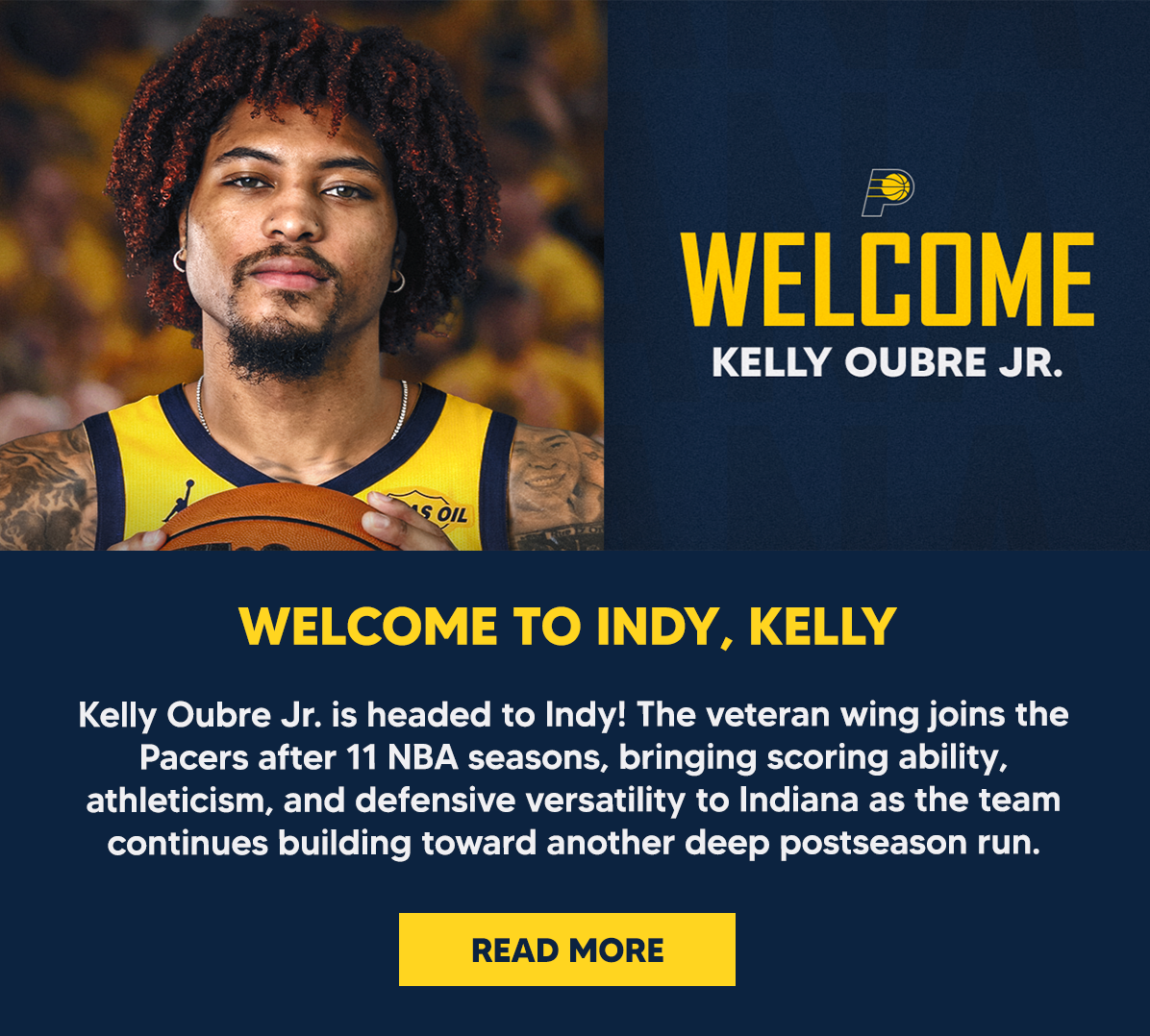 Kelly Oubre Jr. is headed to Indy! The veteran wing joins the Pacers after 11 NBA seasons, bringing scoring ability, athleticism, and defensive versatility to Indiana as the team continues building toward another deep postseason run.