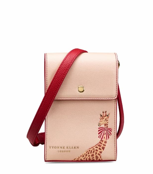 Crossbody Pouch - Vintage Pink With Giraffe
