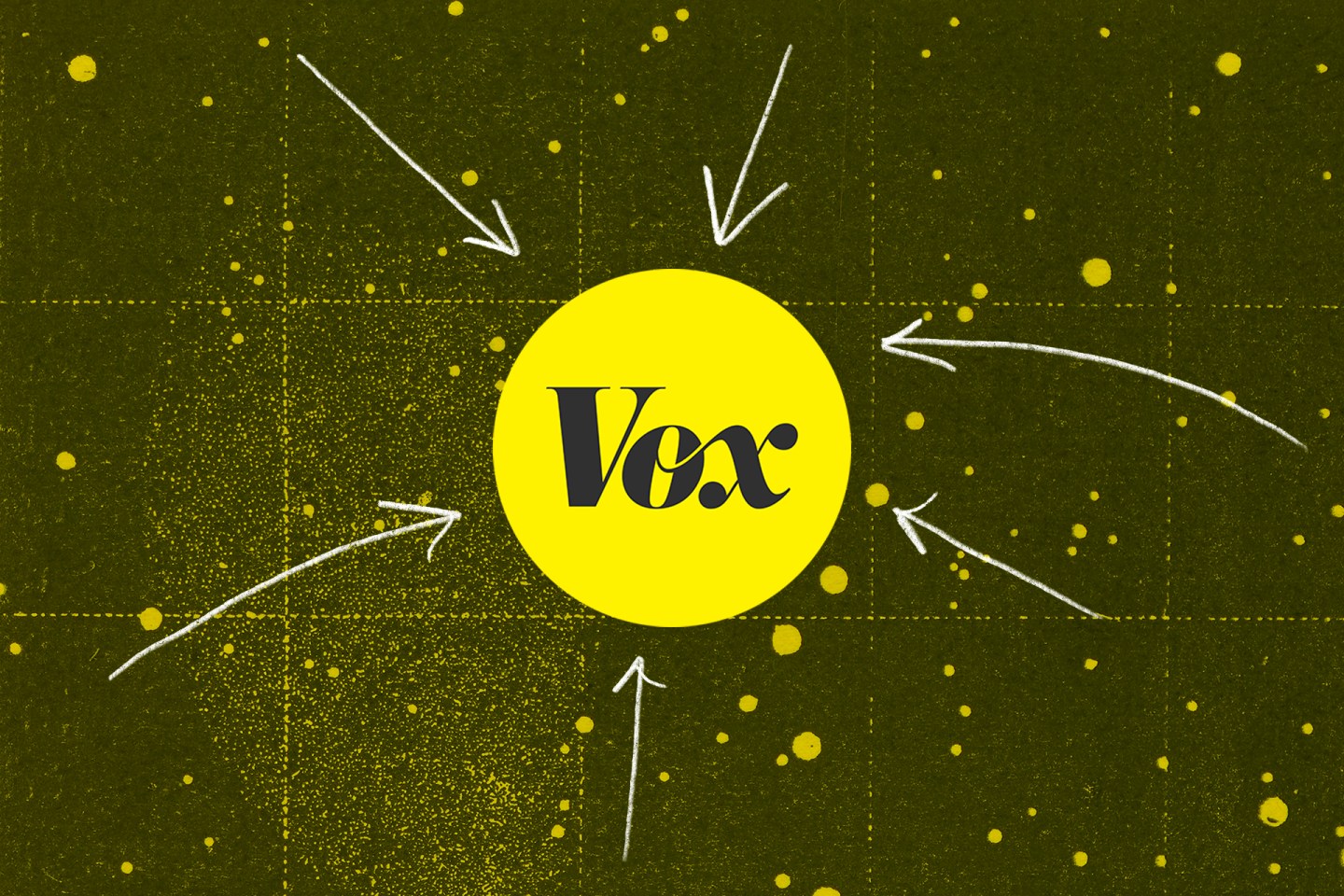 Vox logo with arrows pointing to it