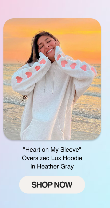 "Heart on My Sleeve" Oversized Lux Hoodie in Heather Gray