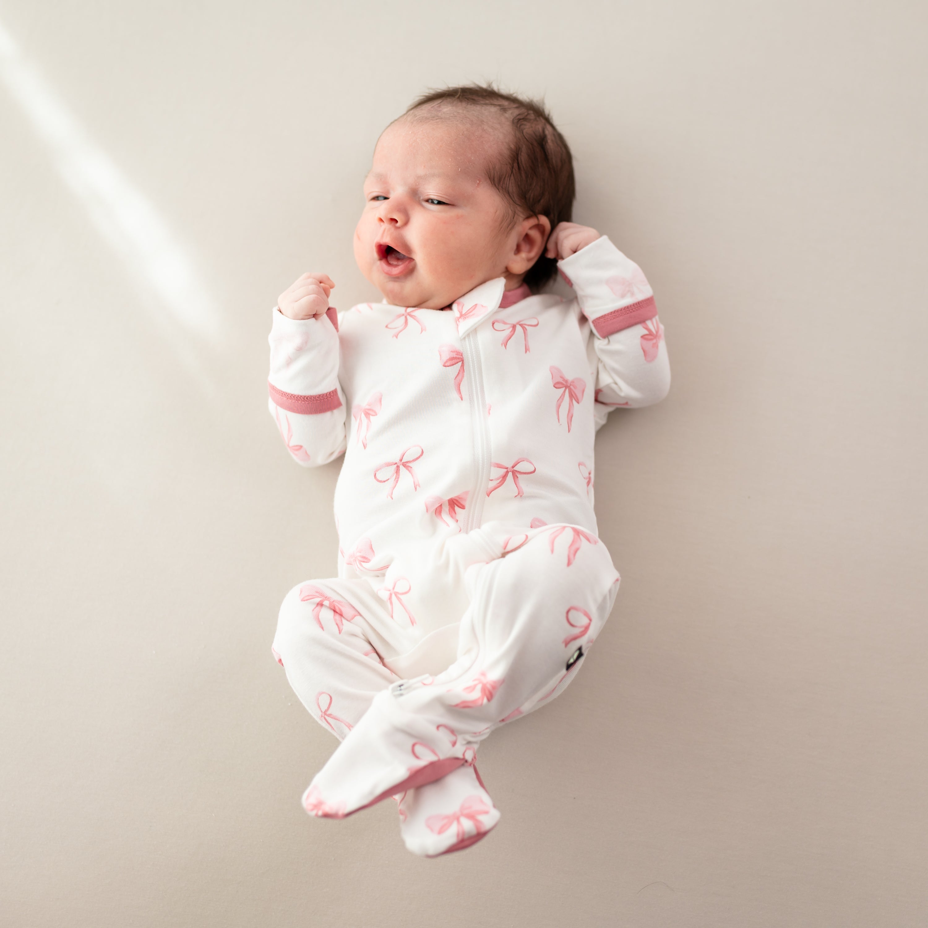 Image of Zippered Footie in Bow