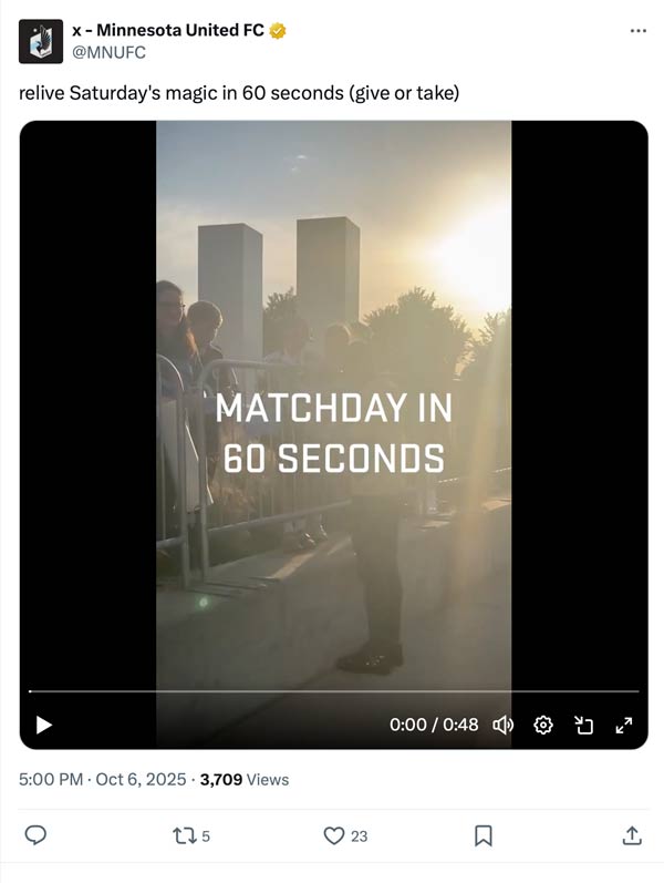 Matchday in 60 Seconds