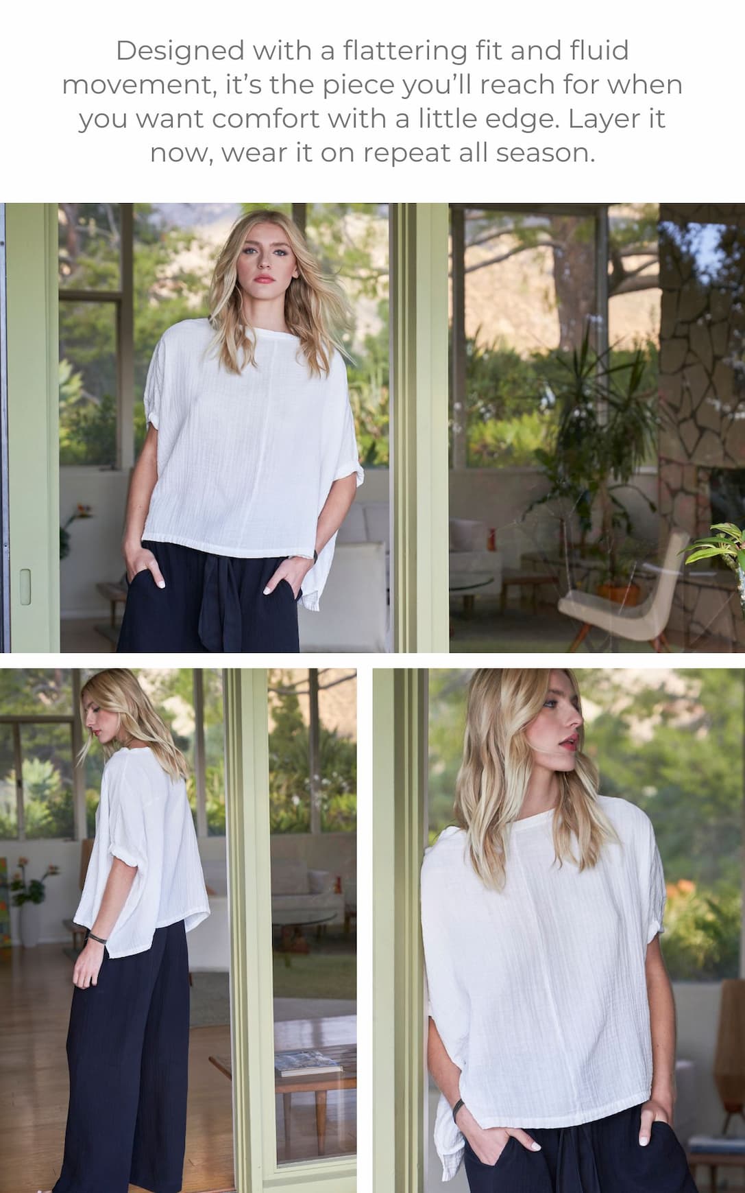 Shop White Square Gauze Top