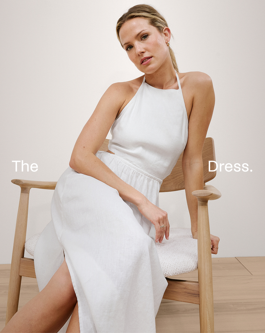 SoftWash Linen Halter Dress in White