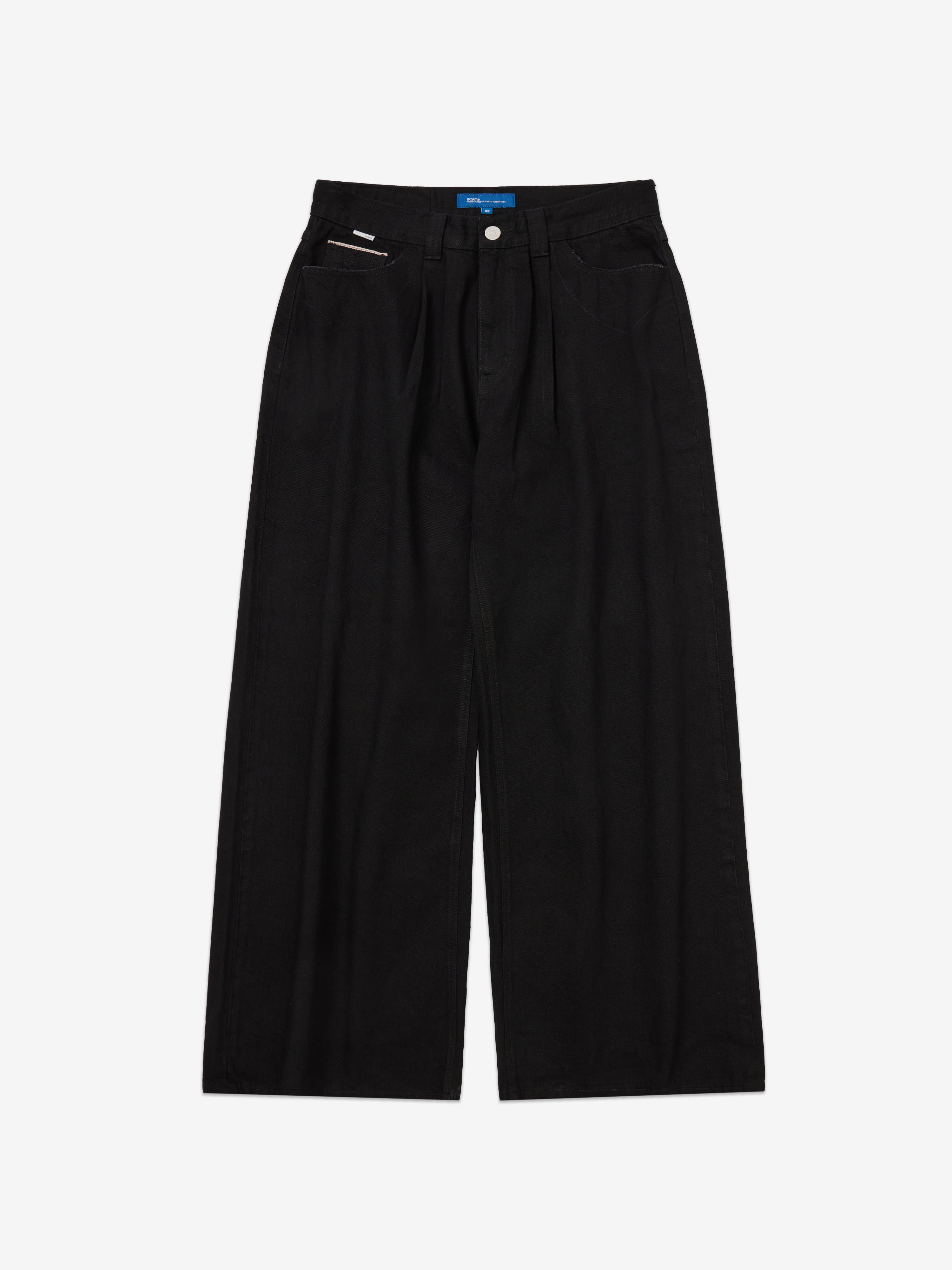 Image of Odessa Pleated Selvedge Jeans - Blackout