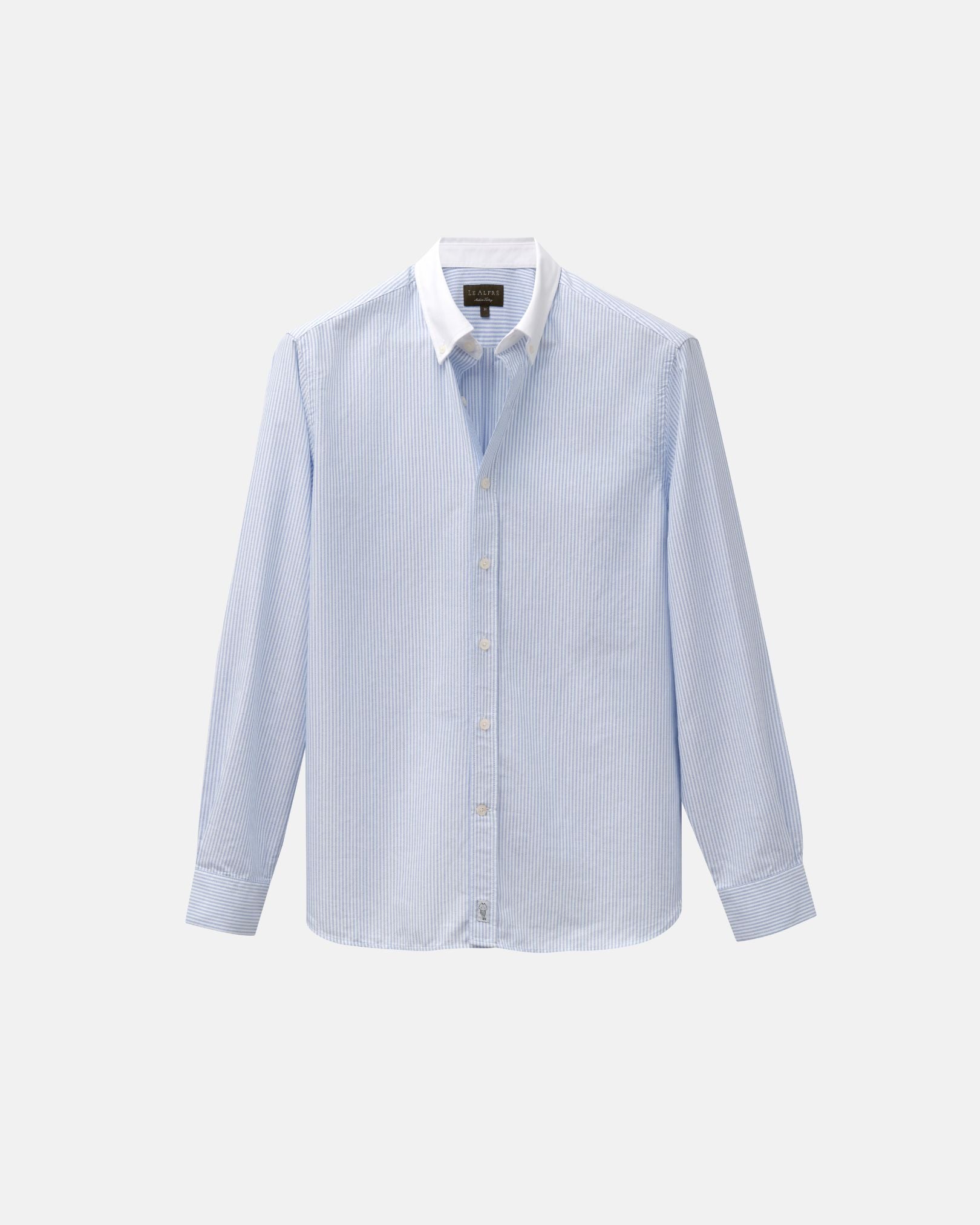 Image of Blue Stripe Contrast Collar Oxford Shirt