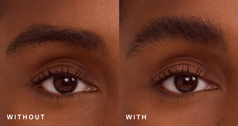 Brow Gel before & after image on models 