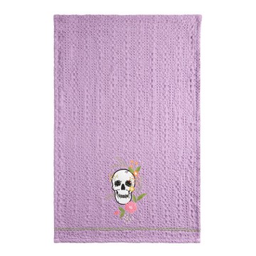 Light Purple Skull Floral Waffle Weave Cotton Hand Towel