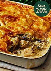 Celeriac, mushroom & Cheddar pie