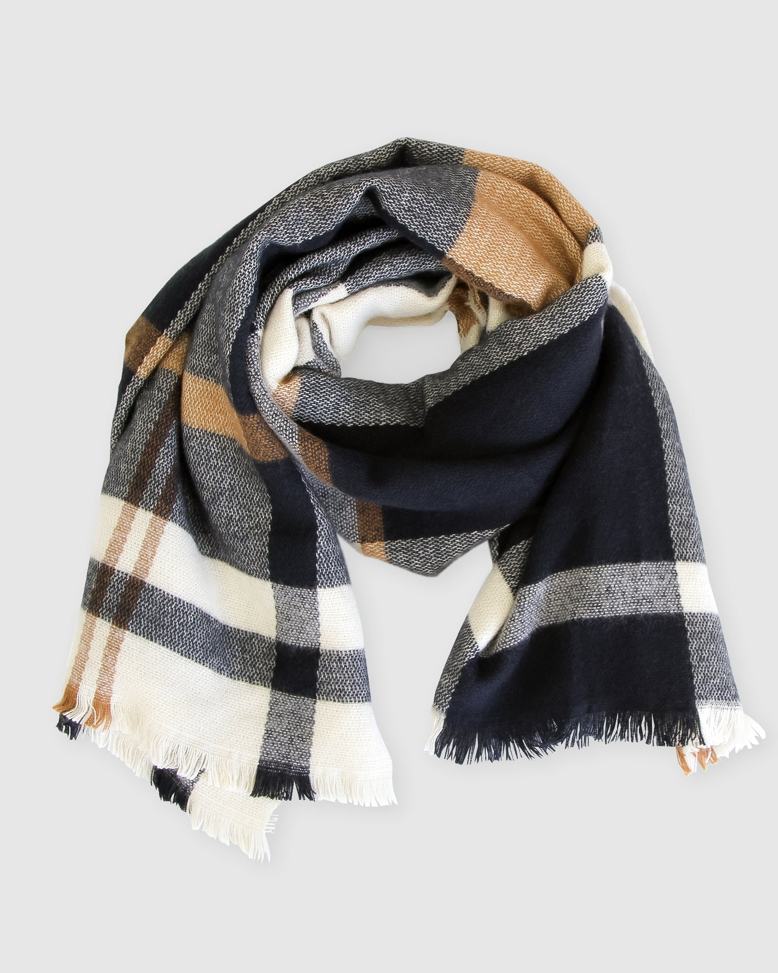 Image of Staten Island Plaid Scarf - Navy