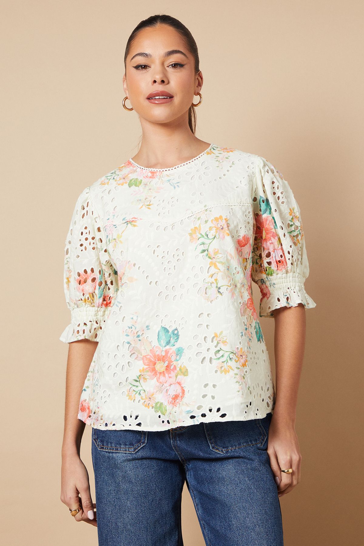 Floral Broderie Detail Blouse