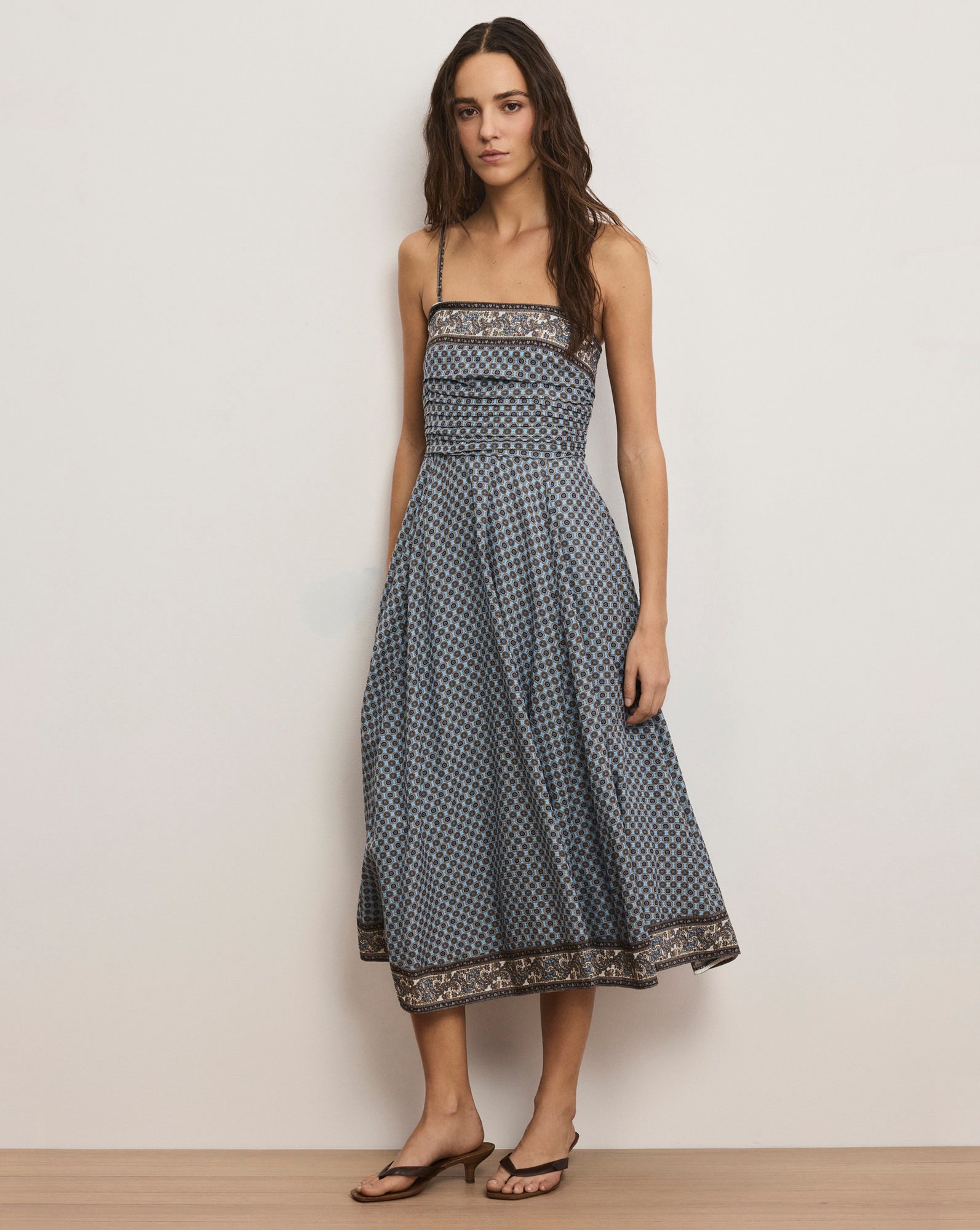 Image of Lana Scarf-Print Midi Dress