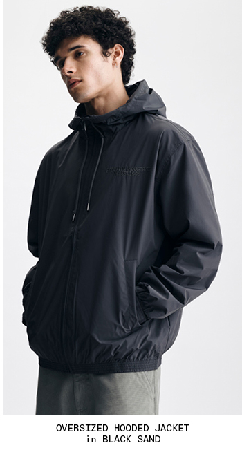Men Oversized Hooded Jacket Black Sand