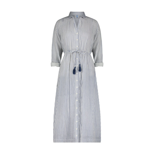 Anais Women's Button Front Shirtdress Marine Stripe