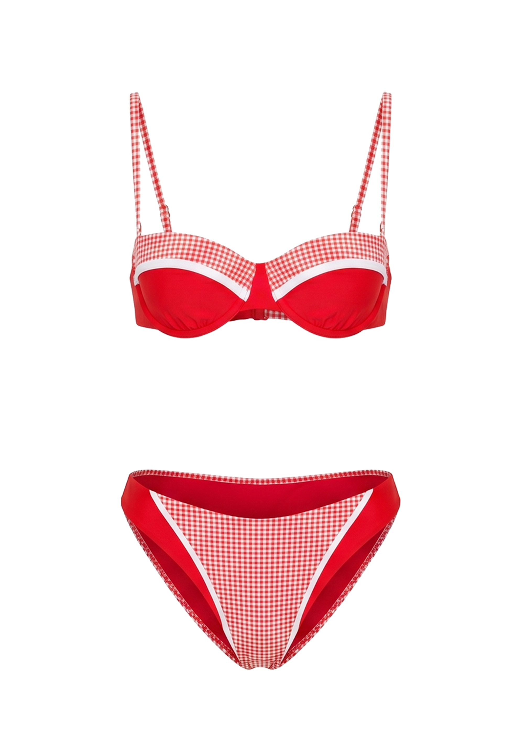 Red and white bikini