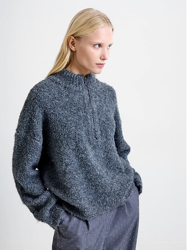 Renee Boucle Half Zip Jumper