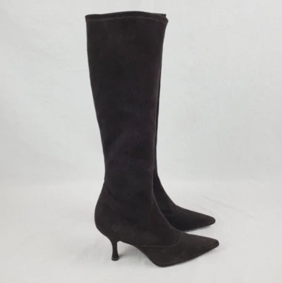 Black Pointed Toe Knee High Boots