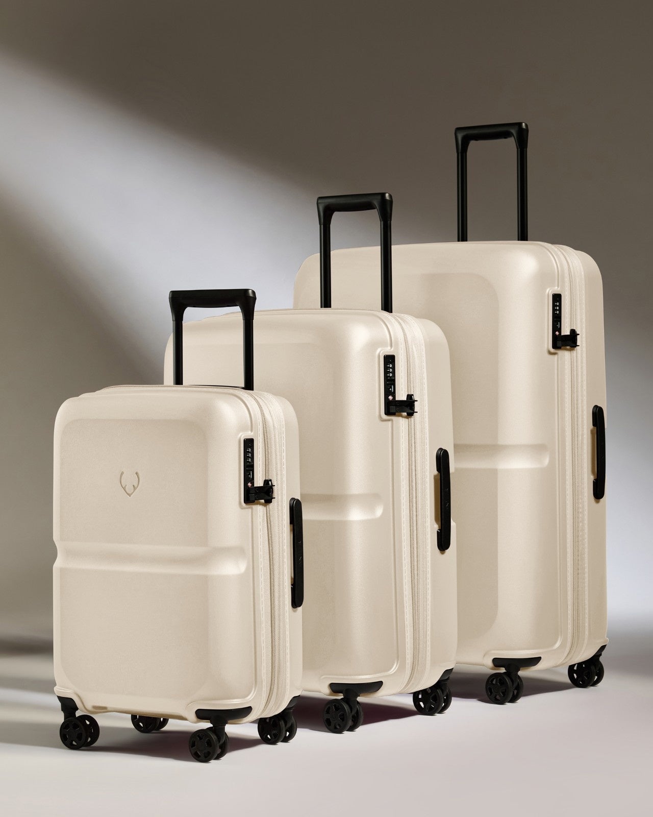 Image of Expandable Carry-on Luggage Set in Warm Taupe - Single Stripe