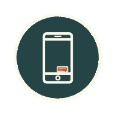 Animated GIF illustration of a text message on a cell phone.