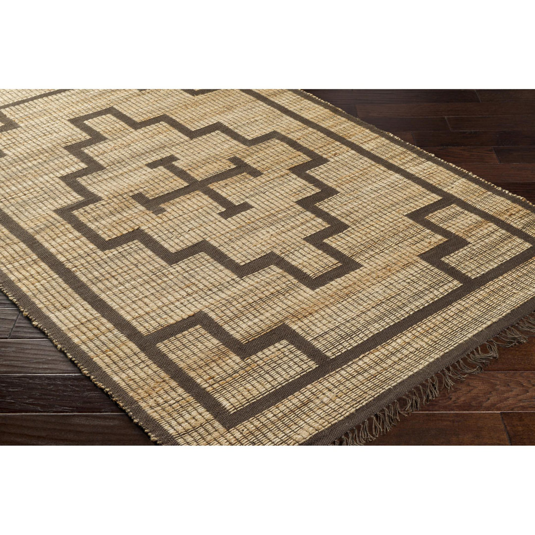 Edelia Southwestern Handmade Flatweave Jute Area Rug in Light Brown/Brown