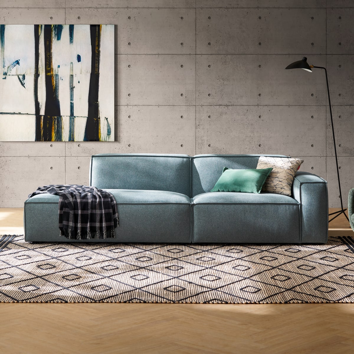 Image of Jonathan Side Chaise Sofa Left Facing, Zenith Blue