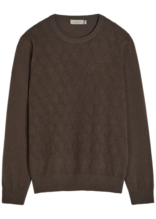 CANALI Argyle-jacquard wool and cashmere-blend jumper