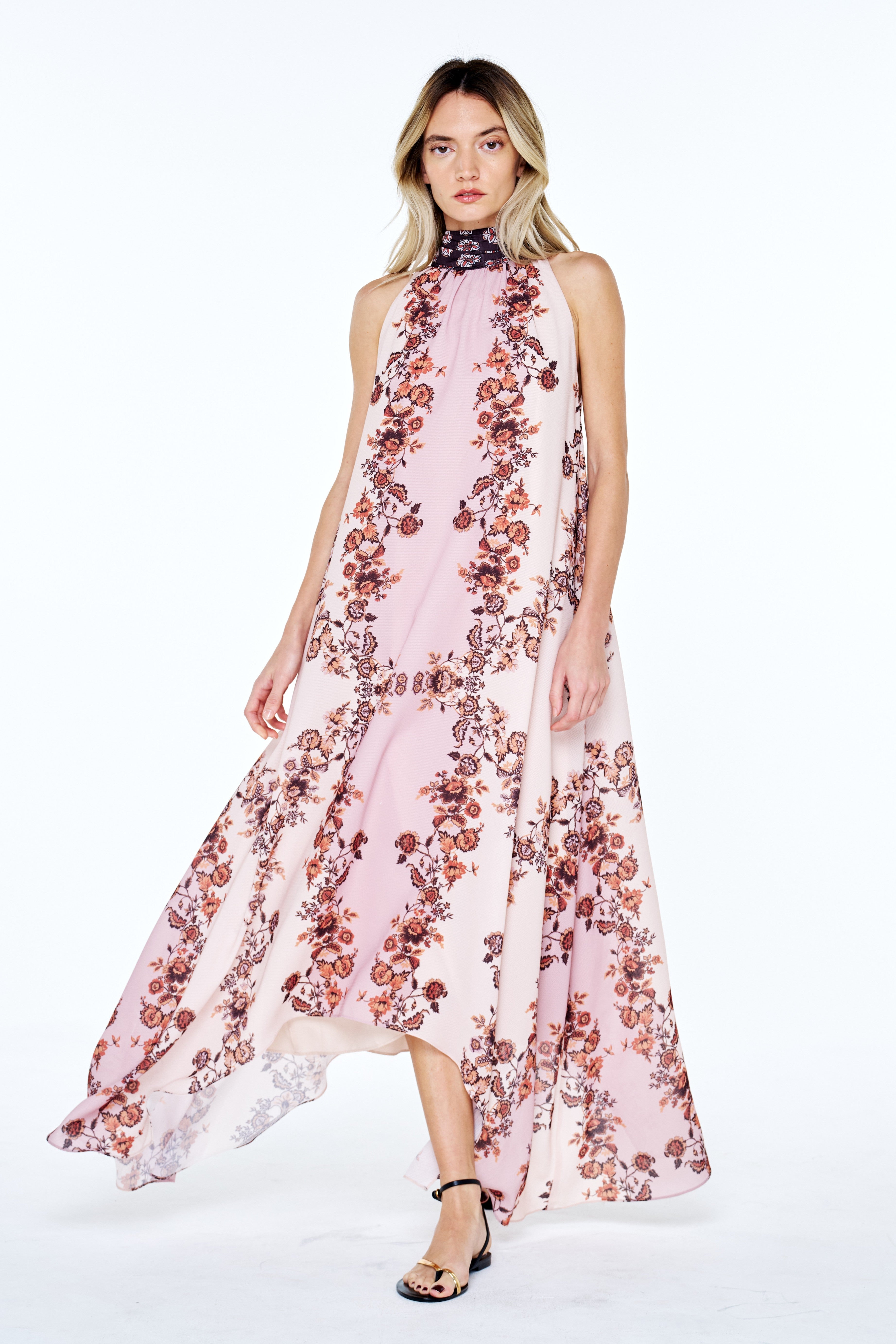 Image of Sybil Floral Printed Halter Maxi Dress
