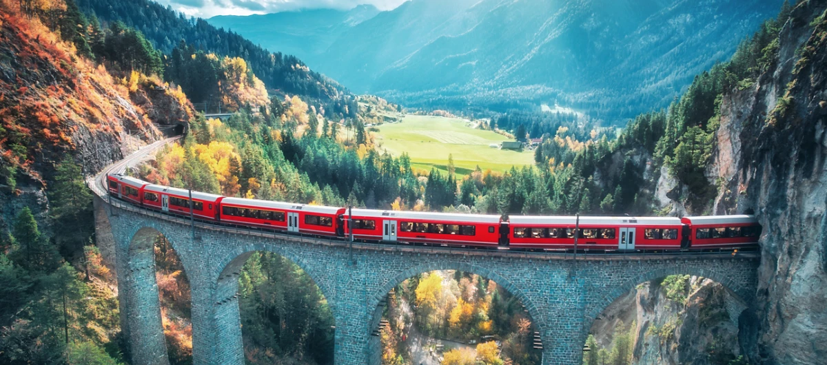 Bernina Express Train Viaduct Alps