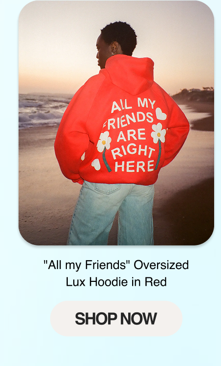 "All my Friends" Oversized Lux Hoodie in Red