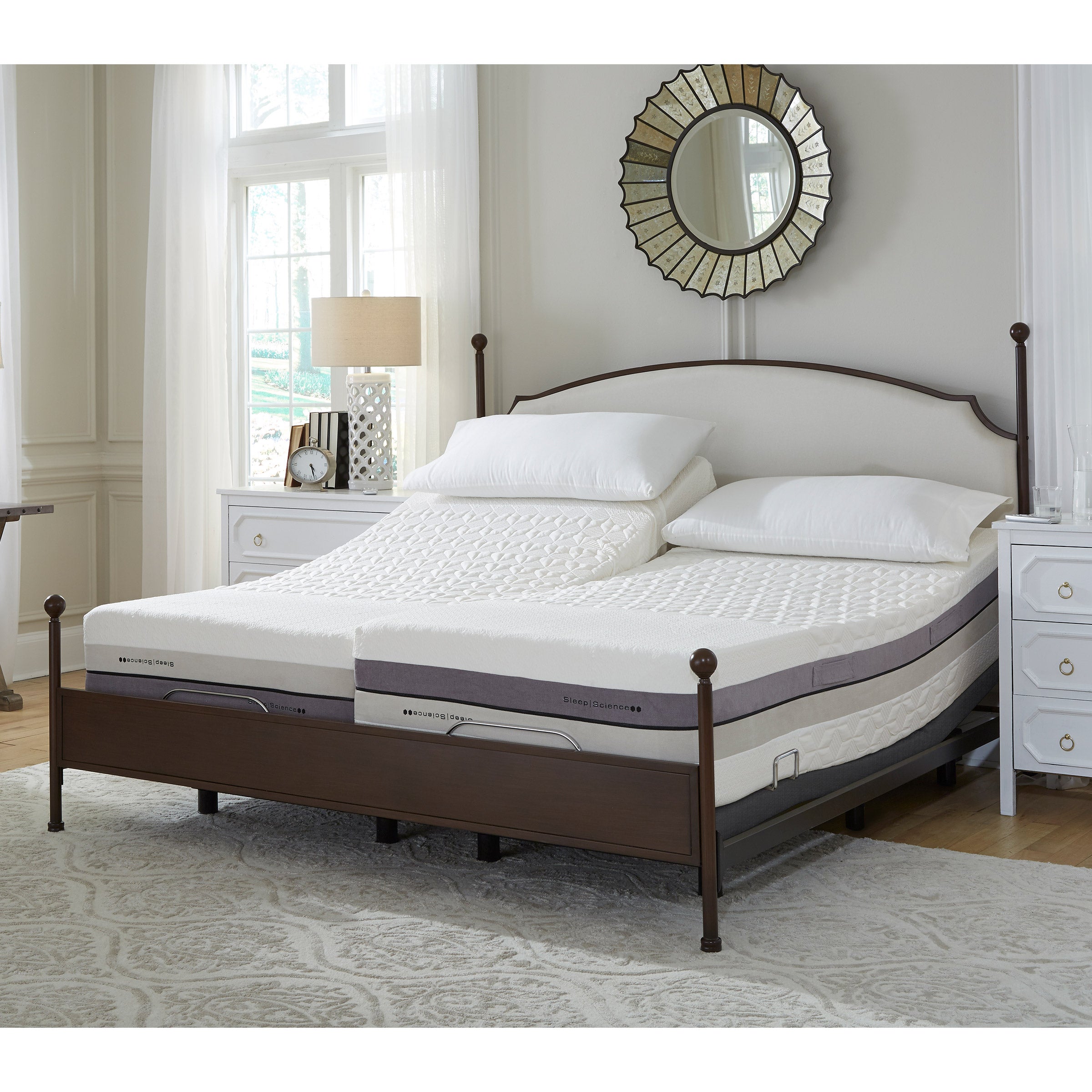 Sleep Science 13-inch iFlip Napa Memory Foam and Latex Mattress with Adjustable Power Base, Split King