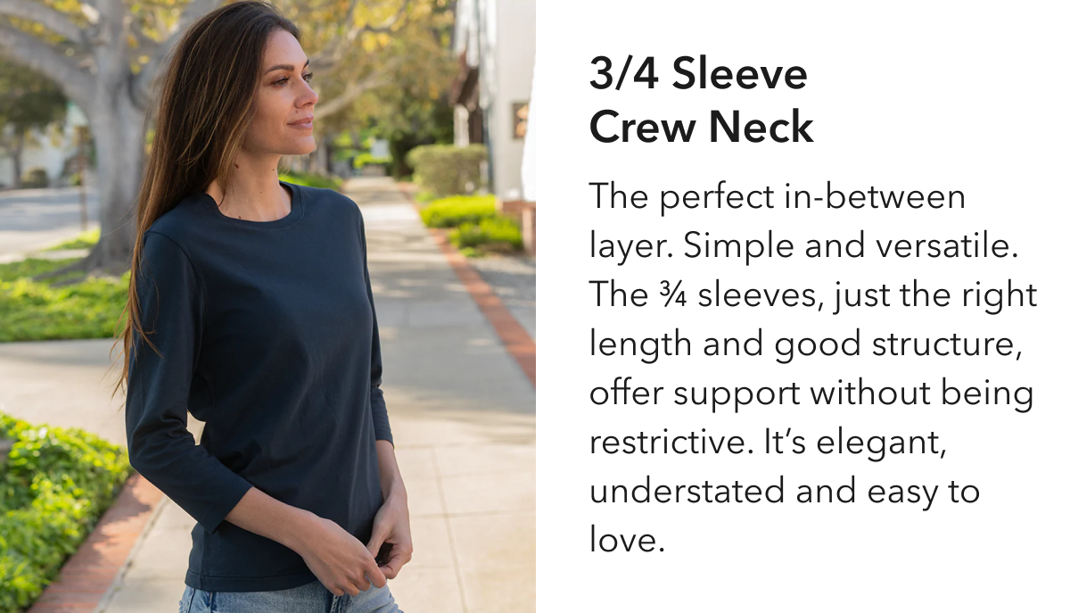 Womens 3/4 Sleeve Crew Neck