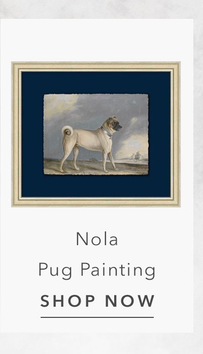 Nola Updated Traditional Navy Pug Silver Leaf Frame Painting 1