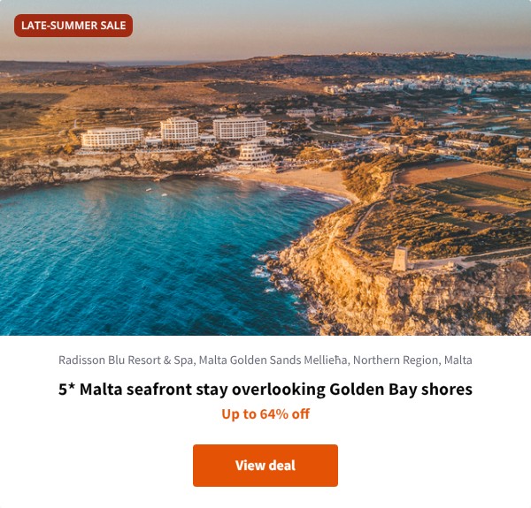 5* Malta seafront stay overlooking Golden Bay shores