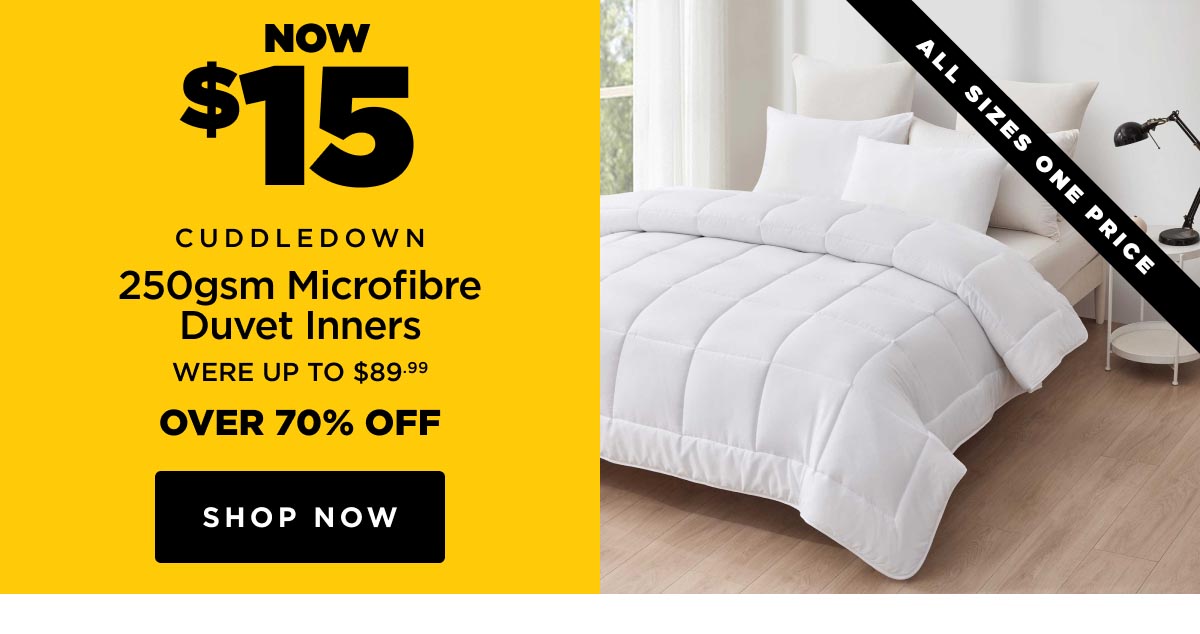Now $15 Cuddledown 250gsm Microfibre Duvet Inners