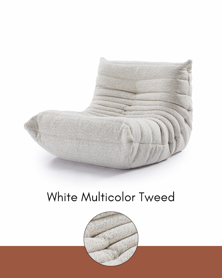 Fireside Chair - White Multicolor Tweed