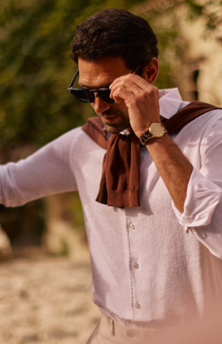 Slim Fit Pink Linen Shirt