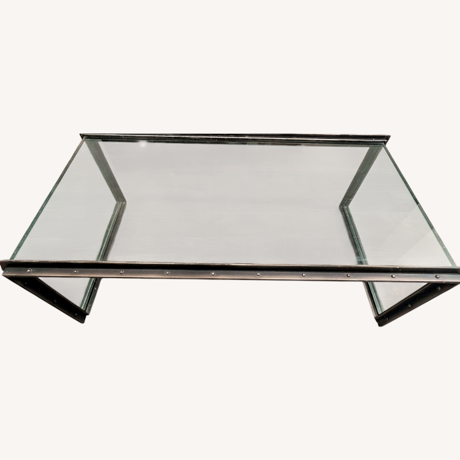 Image of Restoration Hardware Glass And Steel Coffee Table