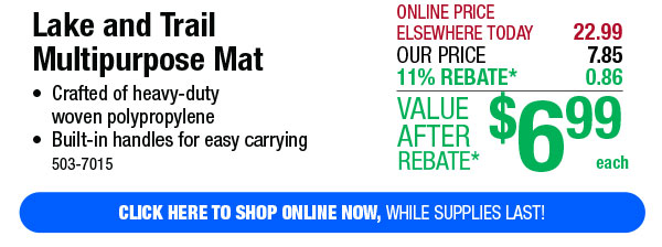 Lake and Trail Multipurpose Mat - Free Shipping To Store!