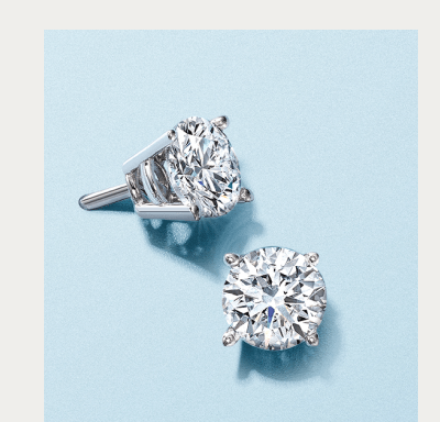 White gold diamond stud earrings.