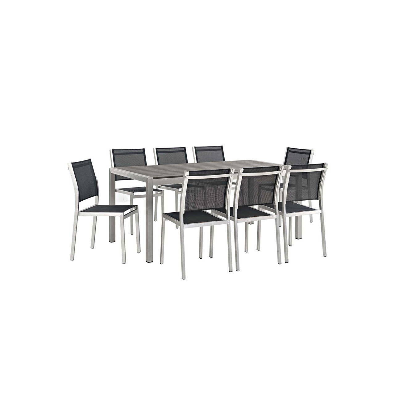 Image of Shore 9 Piece Outdoor Patio Aluminum Dining Set