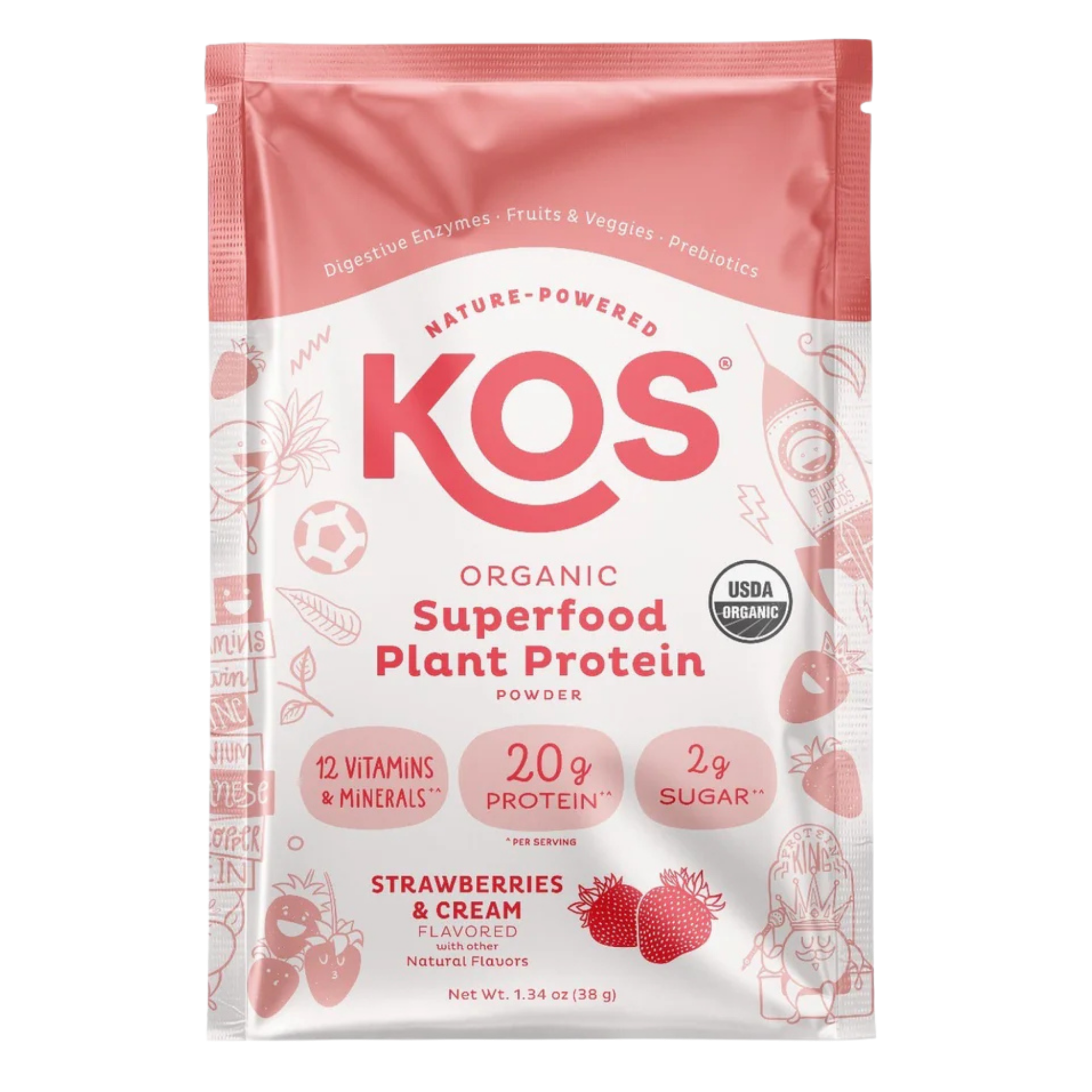Image of Organic Plant Protein, Strawberries & Cream, Single Serving
