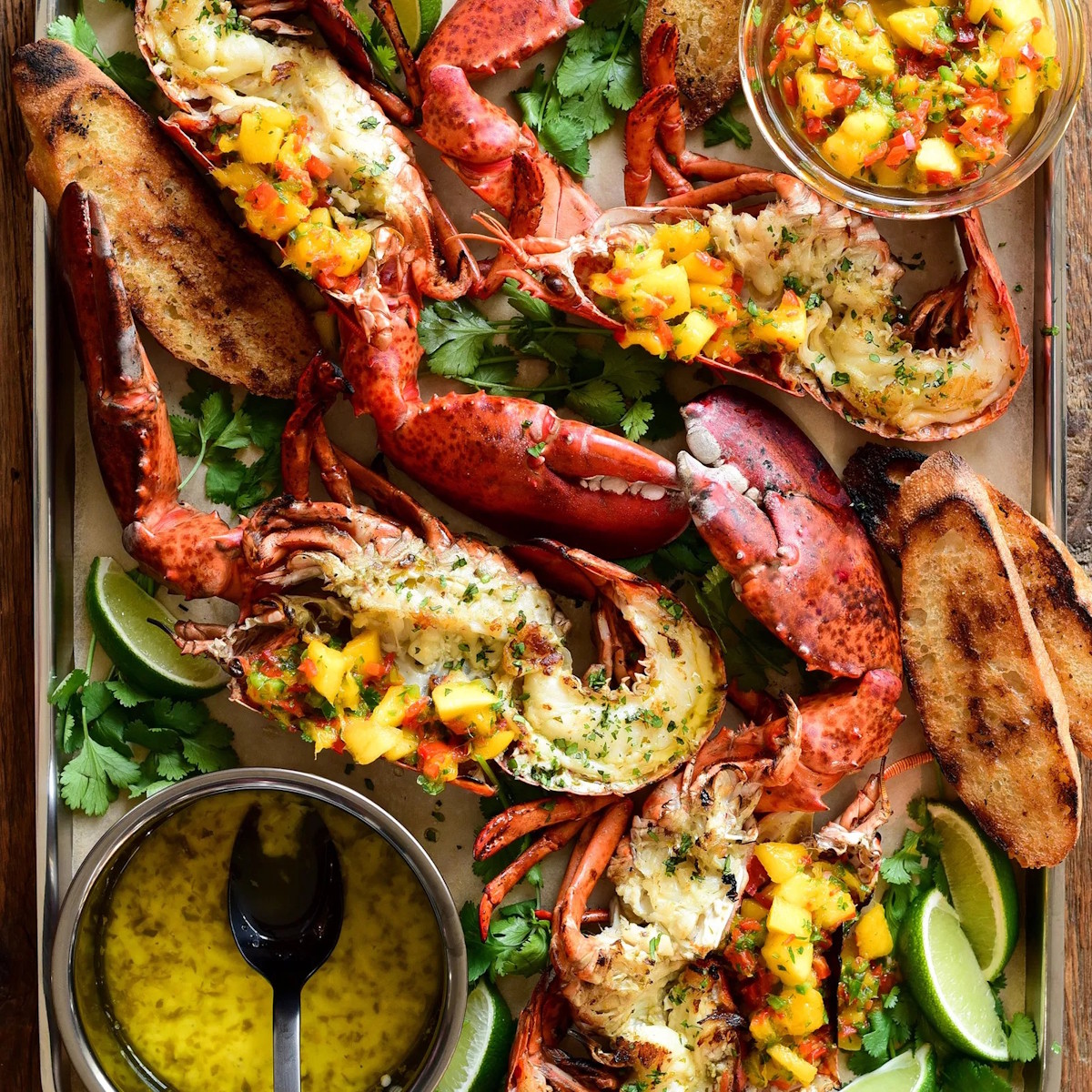 Grilled Lobster with a Mango-Jalapeño Salsa
