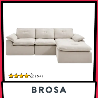 Brosa Castello 4 Seater Compressed Sofa with Ottoman (Beige) Product Image
