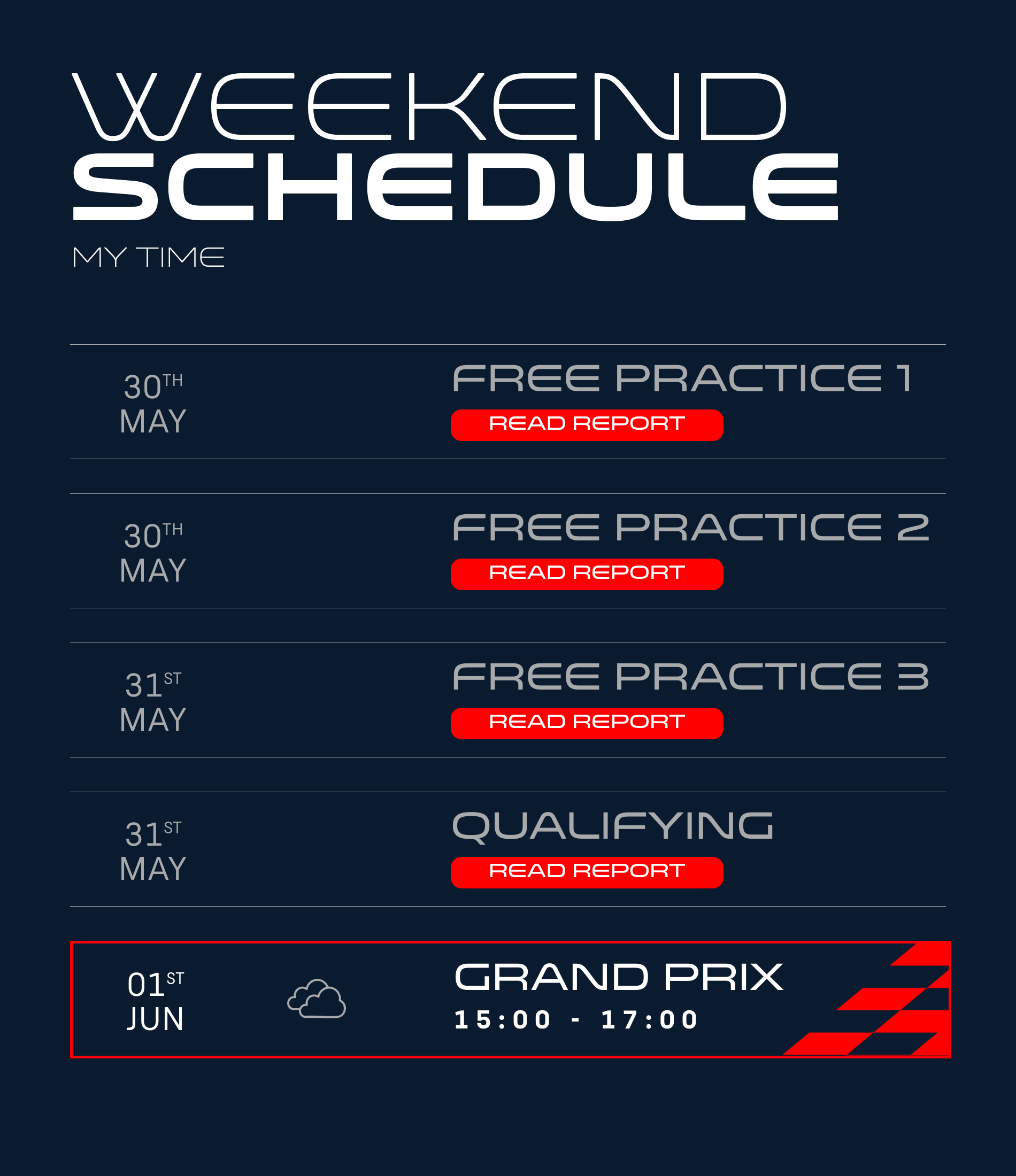 Weekend Schedule